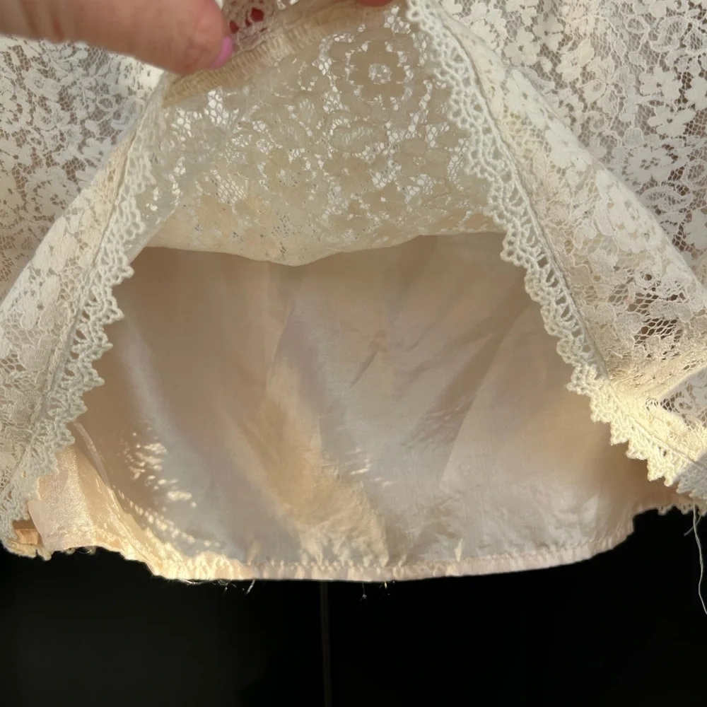 Womens Ivory Cream Chic Lace Mini Skirt Size Large (fits like a M). Boho casual - Picture 6 of 8